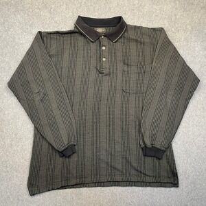 Knights Sportswear Striped Collared Shirt Men's Large Gray Long Sleeve